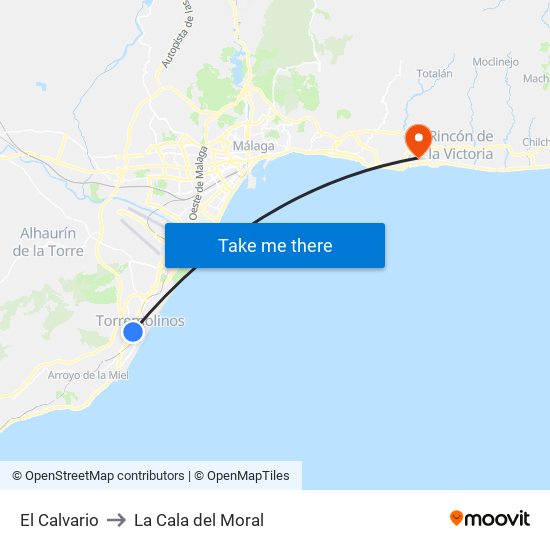 El Calvario to La Cala del Moral map