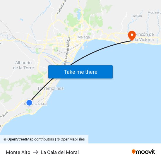 Monte Alto to La Cala del Moral map