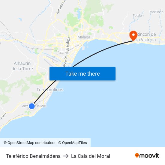 Teleférico Benalmádena to La Cala del Moral map