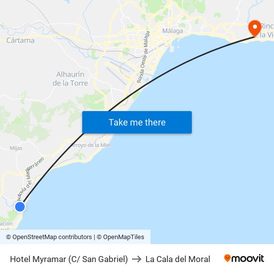 Hotel Myramar (C/ San Gabriel) to La Cala del Moral map