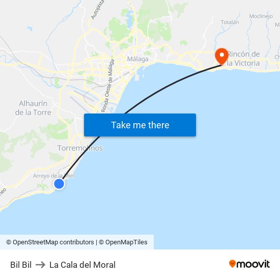Bil Bil to La Cala del Moral map
