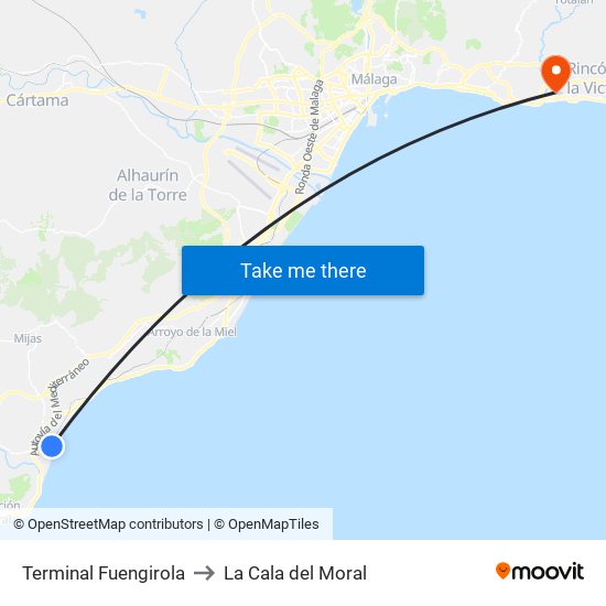Terminal Fuengirola to La Cala del Moral map