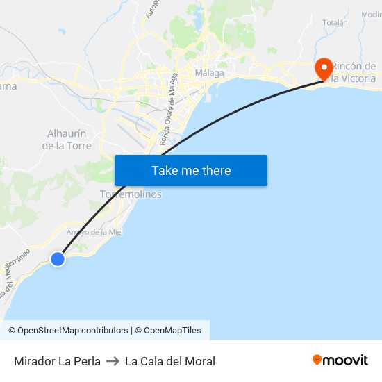 Mirador La Perla to La Cala del Moral map
