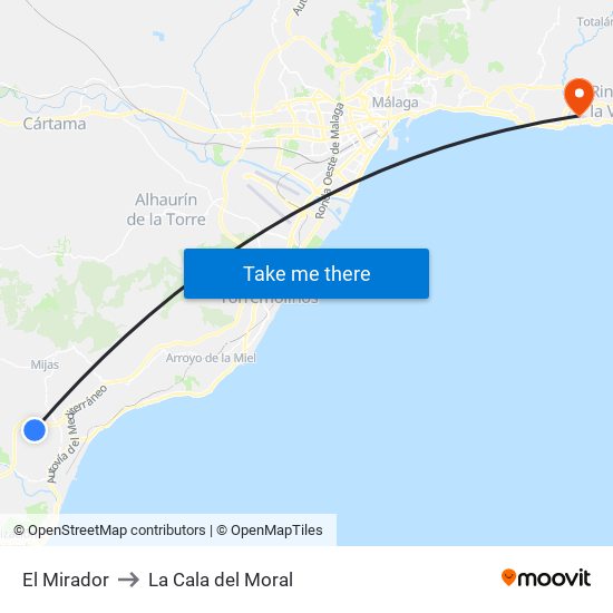 El Mirador to La Cala del Moral map