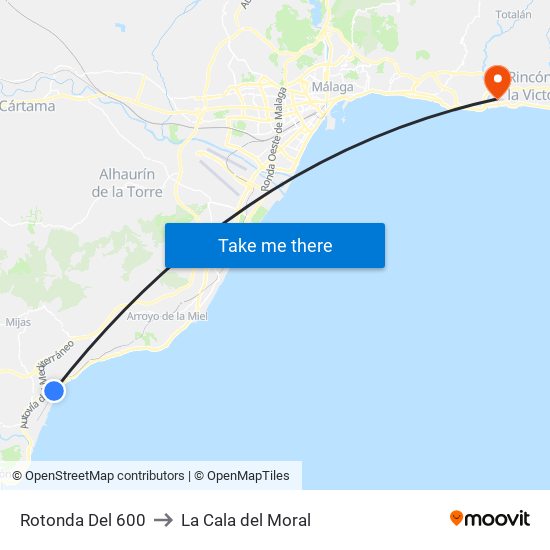 Rotonda Del 600 to La Cala del Moral map
