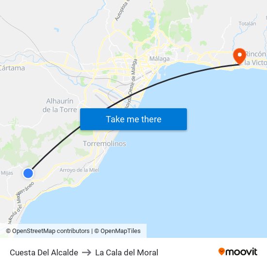 Cuesta Del Alcalde to La Cala del Moral map