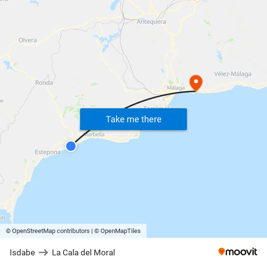 Isdabe to La Cala del Moral map