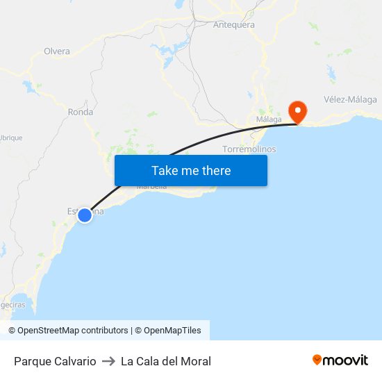 Parque Calvario to La Cala del Moral map