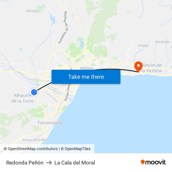 Redonda Peñón to La Cala del Moral map
