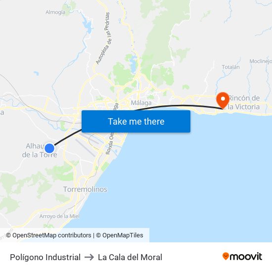 Polígono Industrial to La Cala del Moral map