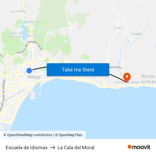 Escuela de Idiomas to La Cala del Moral map