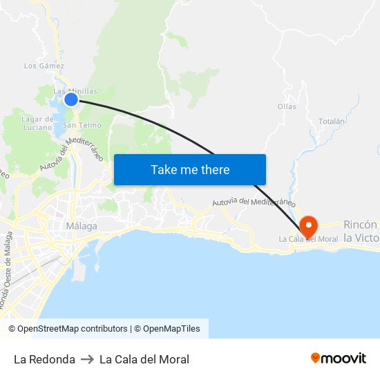 La Redonda to La Cala del Moral map