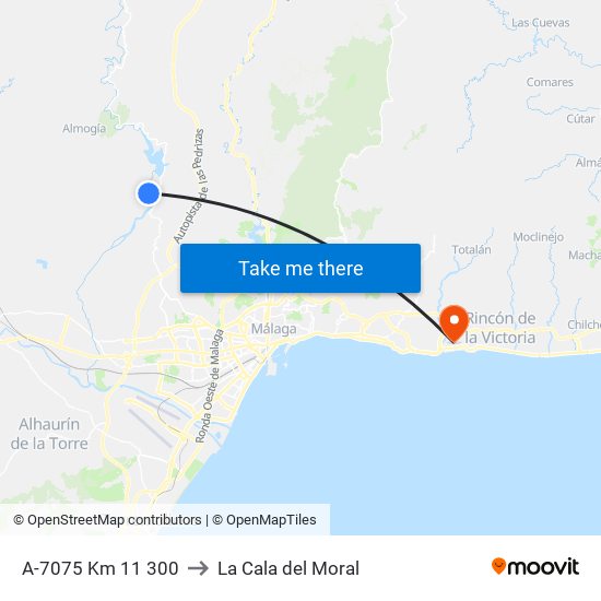 A-7075 Km 11 300 to La Cala del Moral map