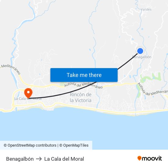 Benagalbón to La Cala del Moral map