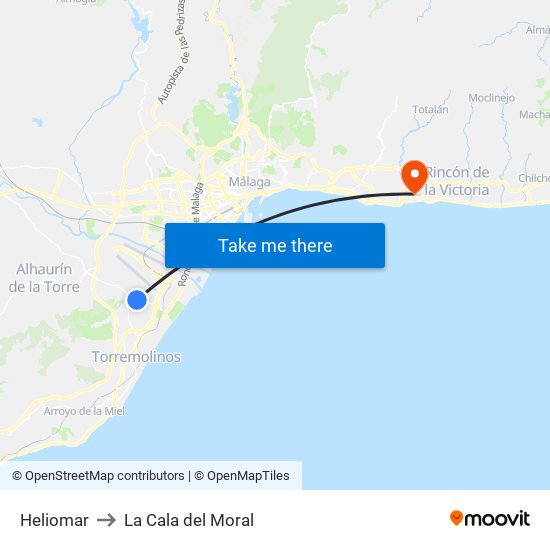 Heliomar to La Cala del Moral map