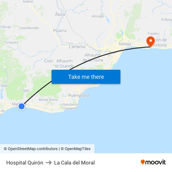 Hospital Quirón to La Cala del Moral map