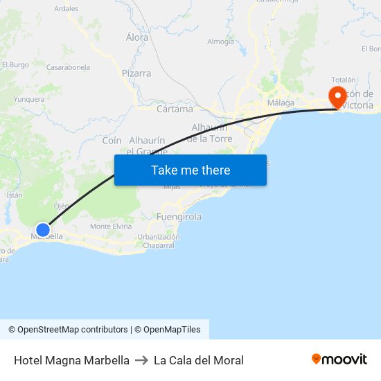 Hotel Magna Marbella to La Cala del Moral map
