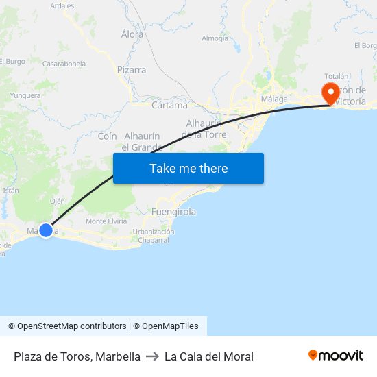 Plaza de Toros, Marbella to La Cala del Moral map