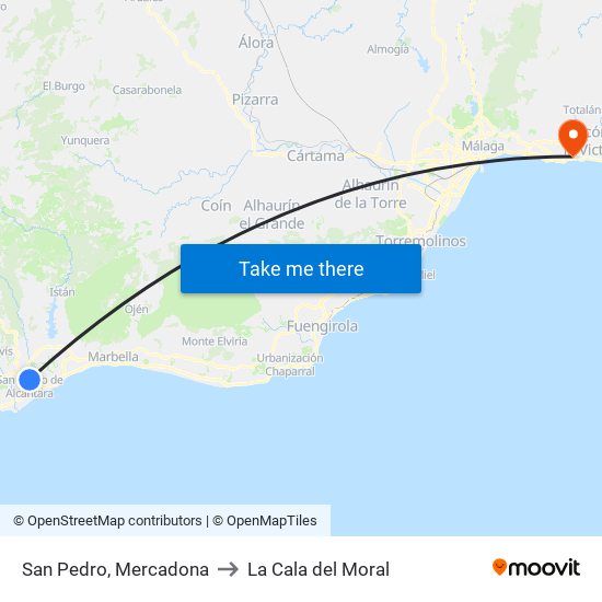 San Pedro, Mercadona to La Cala del Moral map