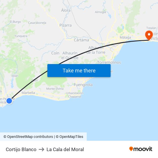 Cortijo Blanco to La Cala del Moral map