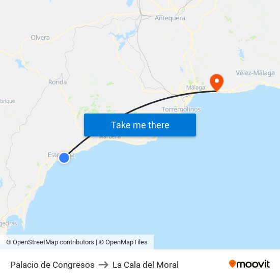 Palacio de Congresos to La Cala del Moral map