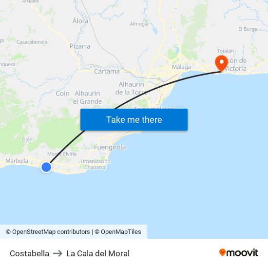 Costabella to La Cala del Moral map