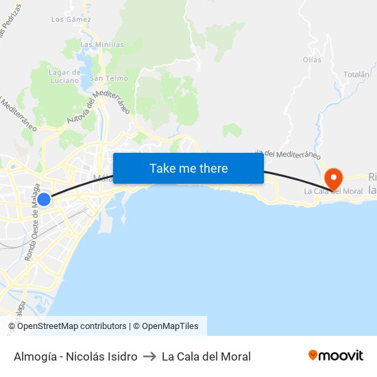 Almogía - Nicolás Isidro to La Cala del Moral map
