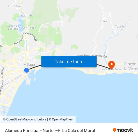 Alameda Principal - Norte to La Cala del Moral map