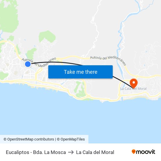 Eucaliptos - Bda. La Mosca to La Cala del Moral map