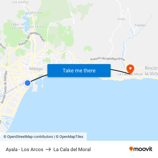 Ayala - Los Arcos to La Cala del Moral map