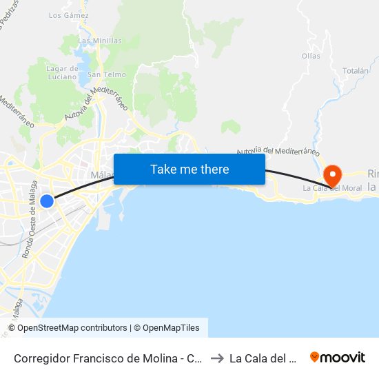 Corregidor Francisco de Molina - Corazones to La Cala del Moral map