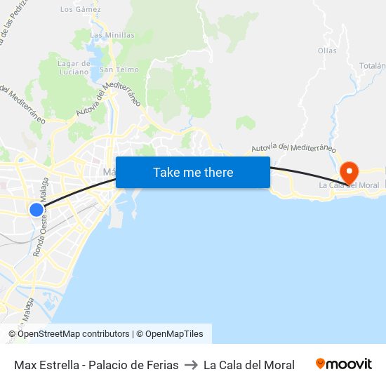 Max Estrella - Palacio de Ferias to La Cala del Moral map