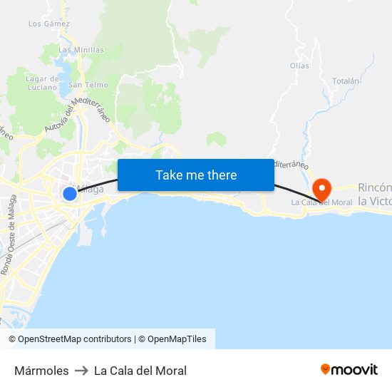 Mármoles to La Cala del Moral map