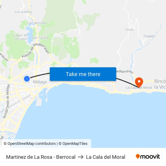 Martínez de La Rosa - Berrocal to La Cala del Moral map