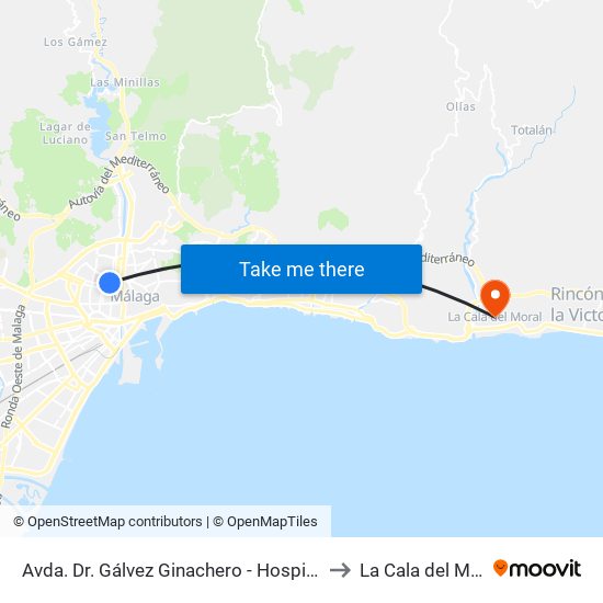 Avda. Dr. Gálvez Ginachero - Hospital Civil to La Cala del Moral map
