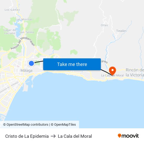Cristo de La Epidemia to La Cala del Moral map