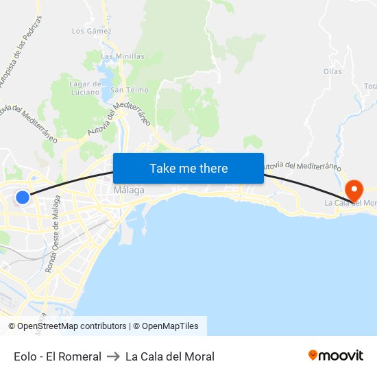 Eolo - El Romeral to La Cala del Moral map