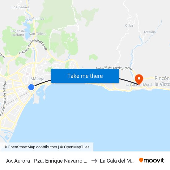 Av. Aurora - Pza. Enrique Navarro Norte to La Cala del Moral map