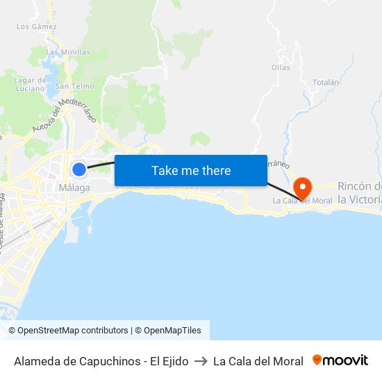 Alameda de Capuchinos - El Ejido to La Cala del Moral map