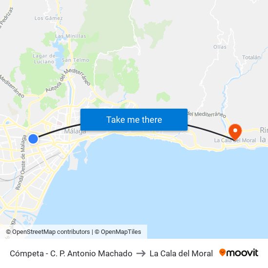 Cómpeta - C. P. Antonio Machado to La Cala del Moral map