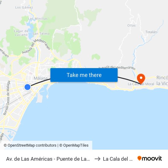 Av. de Las Américas - Puente de Las Américas to La Cala del Moral map