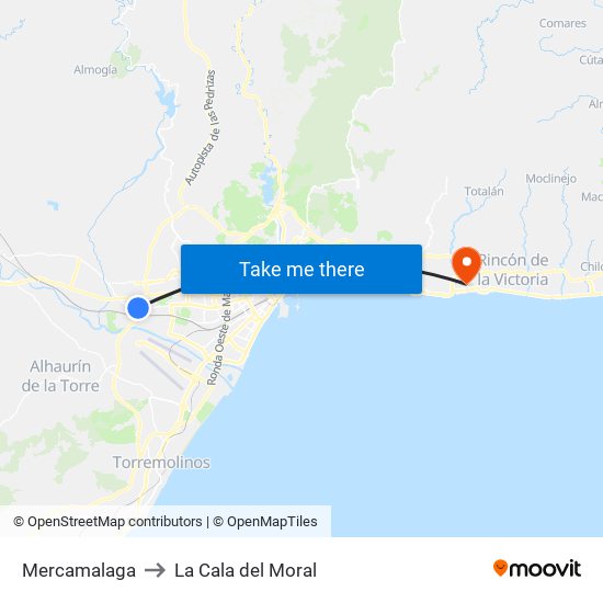Mercamalaga to La Cala del Moral map