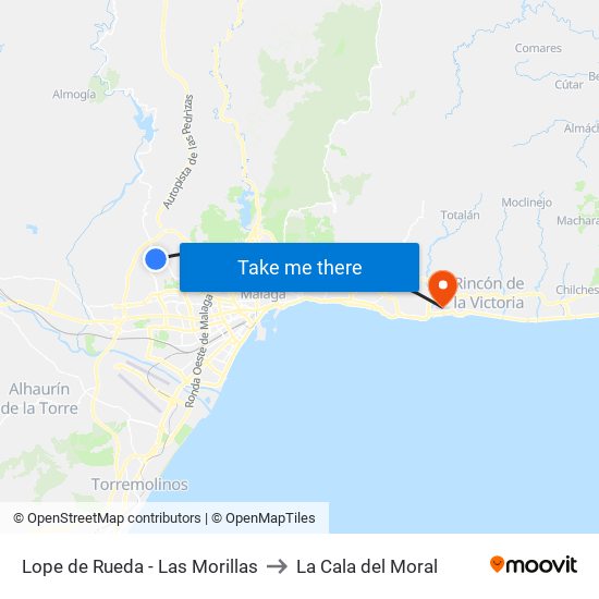 Lope de Rueda - Las Morillas to La Cala del Moral map