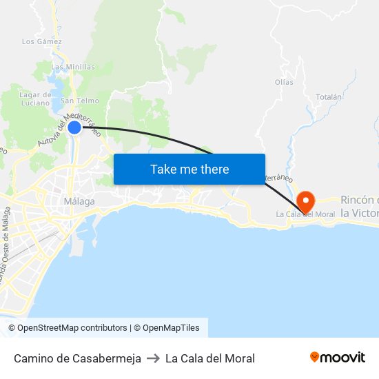 Camino de Casabermeja to La Cala del Moral map