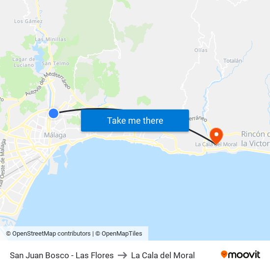 San Juan Bosco - Las Flores to La Cala del Moral map