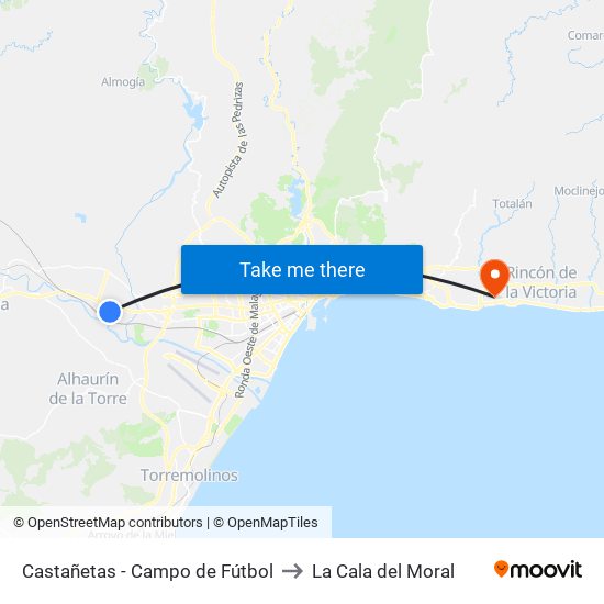 Castañetas - Campo de Fútbol to La Cala del Moral map