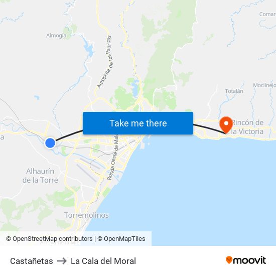 Castañetas to La Cala del Moral map