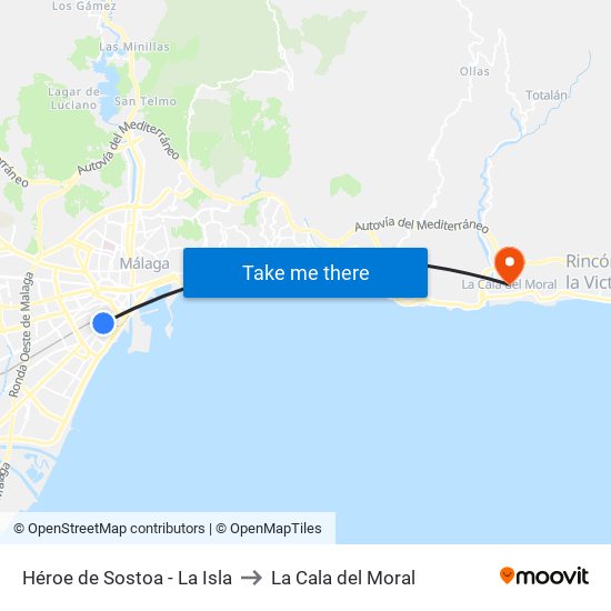 Héroe de Sostoa - La Isla to La Cala del Moral map