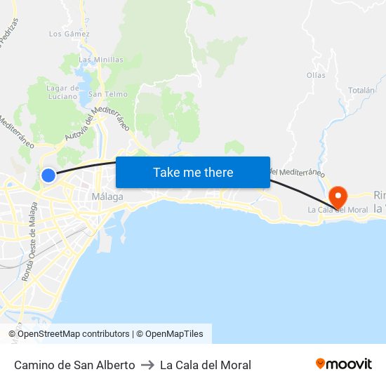 Camino de San Alberto to La Cala del Moral map