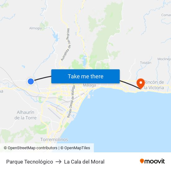 Parque Tecnológico to La Cala del Moral map